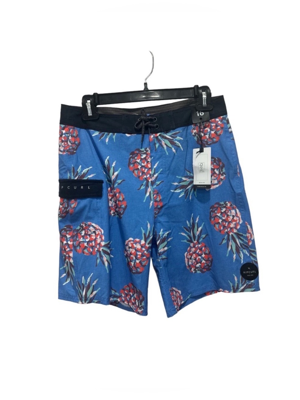 Rip Curl Men’s Blue Pineapple Print Boardshorts with Black Waist